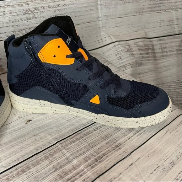 XIDISO Girls/Boys/Kids Mid Top Sneakers (Navy Blue/Orange/White) NWOT - Picture 7 of 13